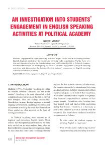 An investigation into students’ engagement in english speaking activities at political academy