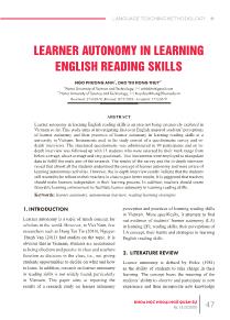 Learner autonomy in learning english reading skills