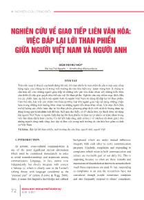 Nghiên cứu về giao tiếp liên văn hóa: Việc đáp lại lời than phiền giữa người Việt Nam và người Anh