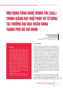 Ứng dụng công nghệ thông tin (call) trong giảng dạy ngữ pháp và từ vựng tại trường đại học ngân hàng thành phố Hồ Chí Minh