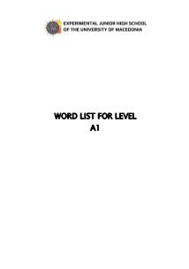 Word list for level A1