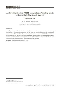 An investigation into tesol postgraduates’ reading habits at Ho Chi Minh city open university