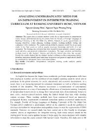 Analyzing undergraduates’ needs for an improvement in interpreter training curriculum at banking university hcmc, Vietnam