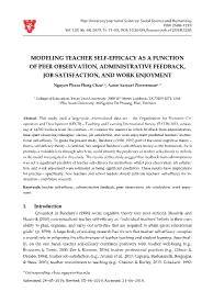 Modeling teacher self - Efficacy as a function of peer observation, administrative feedback, job satisfaction, and work enjoyment