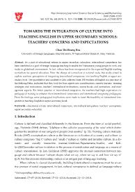 Towards the integration of culture into teaching english in upper secondary schools: Teachers’ concerns and expectations