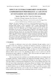 Effect of cultural familiarity on reading comprehension performance: a case ­ Study of Vietnamese and chilean efl learners