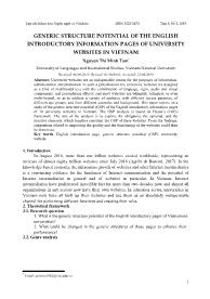 Generic structure potential of the english introductory information pages of university websites in Vietnam